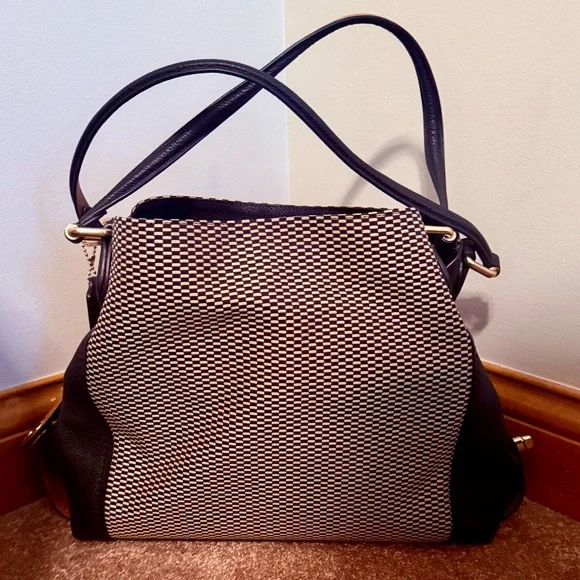 Coach Black and Tan Shoulder Bag with Leather Accents - Picture 2 of 5